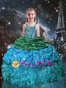 Lovely Sleeveless Beading and Ruffles Lace Up Little Girl Pageant Dress