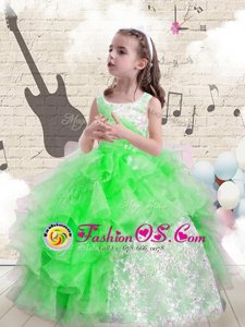 Super Little Girls Pageant Gowns Party and Wedding Party and For with Beading and Ruffles Bateau Sleeveless Lace Up