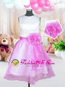 Charming Scoop Rose Pink Sleeveless Organza Zipper Little Girls Pageant Gowns for Military Ball and Sweet 16 and Quinceanera
