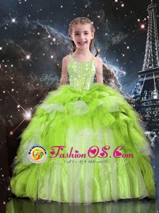 New Arrival Sleeveless Beading and Ruffled Layers Lace Up Little Girl Pageant Dress