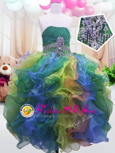 Fashion Floor Length Ball Gowns Sleeveless Multi-color Girls Pageant Dresses Zipper