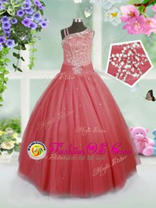 Latest Floor Length Ball Gowns Sleeveless Watermelon Red Little Girls Pageant Dress Wholesale Side Zipper