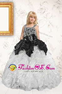 Cheap Silver Girls Pageant Dresses Party and Wedding Party and For with Beading and Pick Ups Straps Sleeveless Lace Up