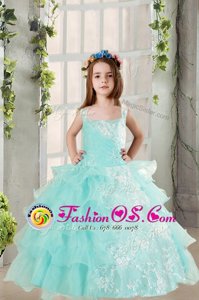 New Style Sleeveless Lace and Ruffled Layers Lace Up Little Girls Pageant Dress Wholesale