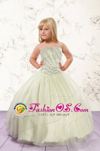 Fantastic Sleeveless Floor Length Beading and Ruffles Lace Up Kids Pageant Dress with Black and Hot Pink