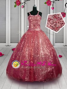 Sleeveless Beading and Sequins Lace Up Girls Pageant Dresses