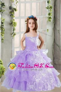 Sleeveless Beading and Ruffled Layers Lace Up Little Girls Pageant Dress Wholesale