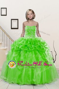 Sweetheart Sleeveless Little Girl Pageant Gowns Floor Length Beading and Pick Ups Organza