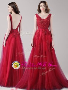 Square Half Sleeves Beading Zipper Prom Gown