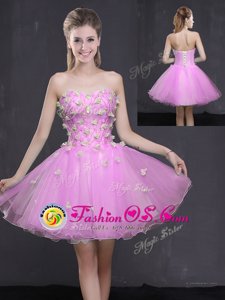 Lilac Lace Up Sweetheart Appliques Prom Party Dress Organza Sleeveless