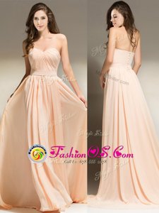 Dynamic Sleeveless Brush Train Belt Clasp Handle Prom Evening Gown