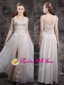 Free and Easy Straps Champagne Sleeveless Chiffon Zipper Going Out Dresses for Prom