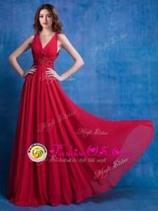 Gorgeous Floor Length Empire Sleeveless Red Homecoming Dress Backless