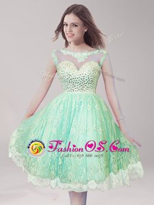 Fashion Scoop Lace Sleeveless Backless Knee Length Beading Homecoming Gowns