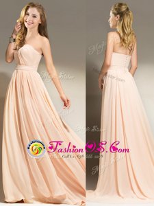 Peach Sweetheart Neckline Belt Homecoming Gowns Sleeveless Clasp Handle