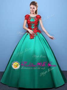 Extravagant Straps Sleeveless Floor Length Appliques and Pattern Lace Up Vestidos de Quinceanera with Multi-color