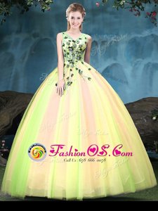Custom Design Sleeveless Appliques Lace Up Ball Gown Prom Dress