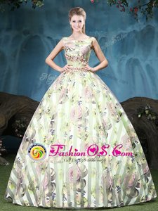 Smart Straps Floor Length Multi-color 15 Quinceanera Dress Tulle Sleeveless Appliques and Pattern