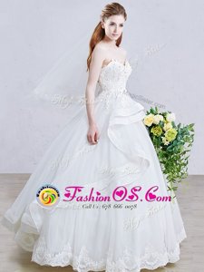 Tulle Sleeveless Floor Length Wedding Gown and Appliques