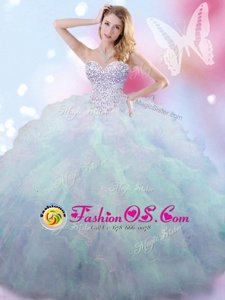 Multi-color Quinceanera Gowns Military Ball and Sweet 16 and Quinceanera and For with Beading Sweetheart Sleeveless Lace Up