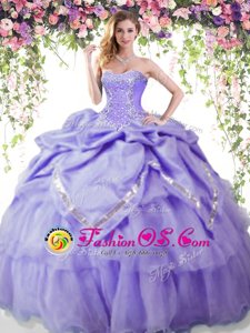 Amazing Lavender Sleeveless Beading and Pick Ups Floor Length Sweet 16 Quinceanera Dress