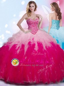 Ball Gowns Ball Gown Prom Dress Multi-color Sweetheart Tulle Sleeveless Floor Length Lace Up