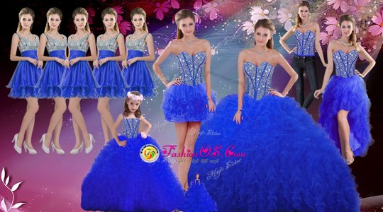 Tulle Sleeveless Floor Length Sweet 16 Dress and Beading and Ruffles