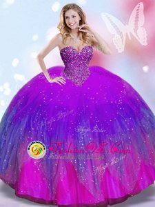 Cheap Multi-color Sleeveless Tulle Lace Up Quince Ball Gowns for Military Ball and Sweet 16 and Quinceanera