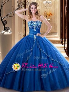 Glamorous Sleeveless Lace Up Floor Length Embroidery Sweet 16 Dress