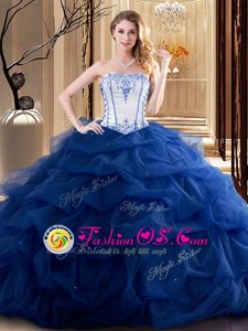 Affordable Sleeveless Embroidery and Ruffled Layers Lace Up Vestidos de Quinceanera