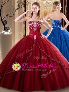 Colorful Sleeveless Embroidery Lace Up Quinceanera Dresses