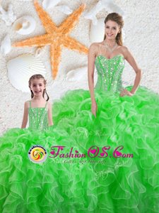 Fitting Sweetheart Sleeveless Lace Up Quinceanera Dresses Organza