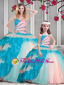 Designer Multi-color Sleeveless Beading and Ruching Floor Length Quinceanera Dresses