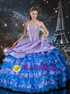 Multi-color Quinceanera Gowns Military Ball and Sweet 16 and Quinceanera and For with Beading and Ruffles Sweetheart Sleeveless Lace Up