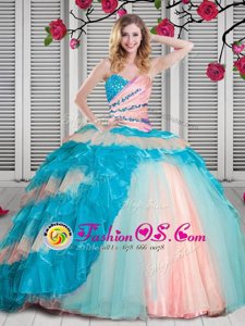 Multi-color Sleeveless Organza Lace Up Vestidos de Quinceanera for Military Ball and Sweet 16 and Quinceanera