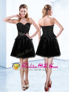 Sweetheart Sleeveless Zipper Homecoming Dress Online Black Organza