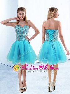 Best Tulle Sleeveless Knee Length Club Wear and Beading
