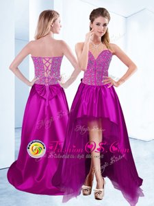 Clearance High Low Fuchsia Prom Gown Sweetheart Sleeveless Lace Up