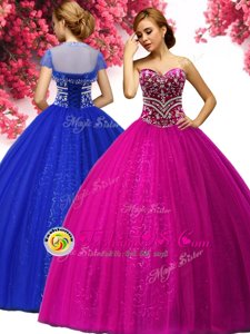 Lovely Sleeveless Lace Up Floor Length Beading Ball Gown Prom Dress