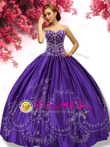 Floor Length Ball Gowns Sleeveless Purple Quinceanera Gown Lace Up