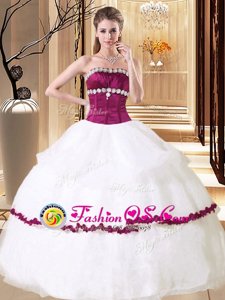 Captivating White Sleeveless Floor Length Beading Lace Up Quinceanera Gowns