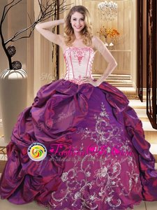 Fashion Floor Length Ball Gowns Sleeveless Purple 15 Quinceanera Dress Lace Up