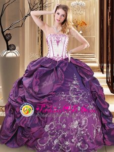 Custom Fit Sleeveless Lace Up Floor Length Embroidery Vestidos de Quinceanera