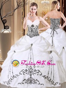 Taffeta Sleeveless Floor Length Sweet 16 Quinceanera Dress and Embroidery and Pick Ups