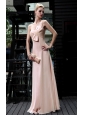 Champagne Empire One Shoulder Floor-length Chiffon Paillette Prom Dress