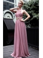 Light Pink Empire Halter Floor-length Chiffon Appliques Prom Dress