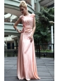Pink Empire Scoop Floor-length Beading  Prom / Party Dress