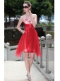 Red A-Line / Princess Halter Knee-length Tulle Beading Prom / Cocktail Dress