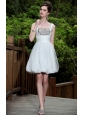 White A-line Square Mini-length Organza Rhinestones Prom / Homecoming Dress