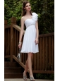 White Empire One Shoulder Knee-length Chiffon Beading Prom / Cocktail Dress